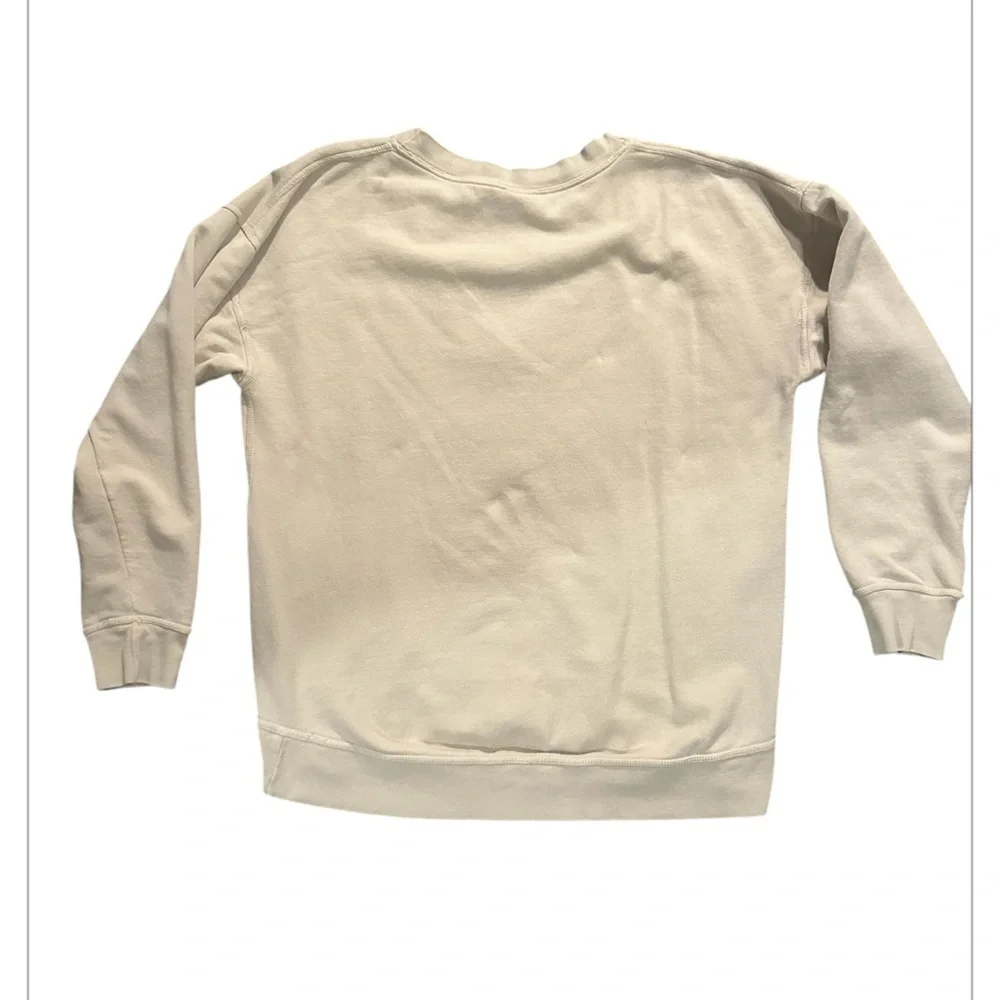 Champion Cream V-Neck Sweatshirt Relaxed Fit W/Pockets - Picture 6 of 7
